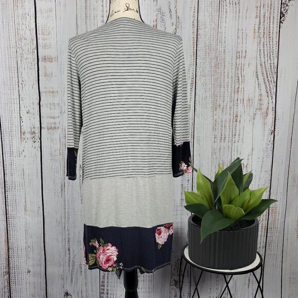 Maurices Color Block Floral Striped Medium Long Flowy Loose Fit Cardigan Shawl - Picture 5 of 8